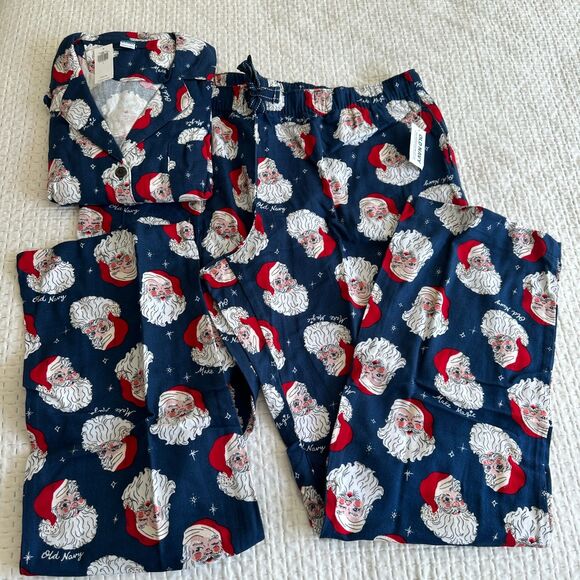 Old Navy Unisex 2Piece Set Santa Flannel PJs Pants and Top NEW Size L - Picture 4 of 6